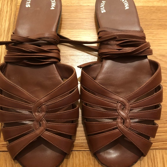 Silvia Fiorentina Brown Tie Leather Sandal in size 5.5. Great condition! - Picture 3 of 5